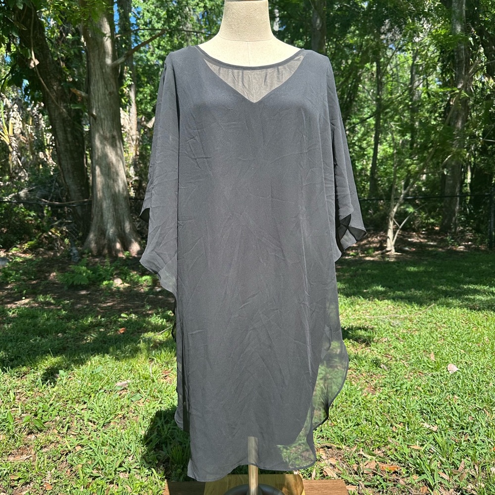 Black Shealth Dress with Chiffon Over-Drape 12 NWT